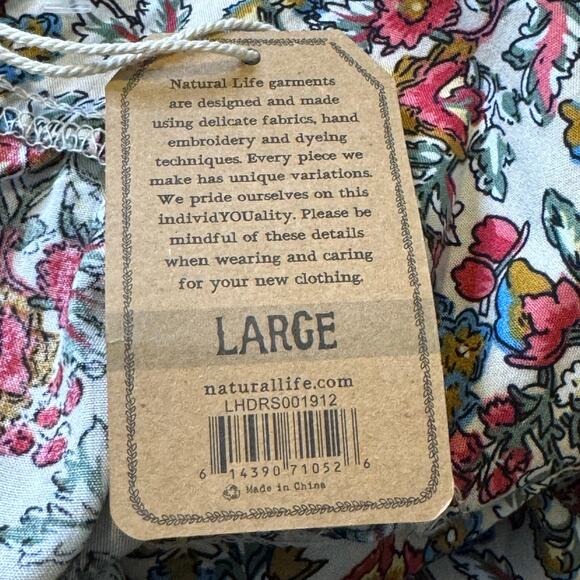 Natural Life Size Large Floral High Neck Tie Back Open Back Tiered Mini Dress - Picture 6 of 7